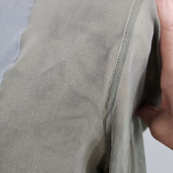 Giorgio Armani Blouse Womens Green Semi Sheer Colorblock Two-Toned Button Front - Picture 9 of 13